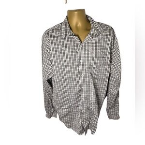 Van Heusen Plaid Button Down Dress Shirt White Combo XXL 17-17.5